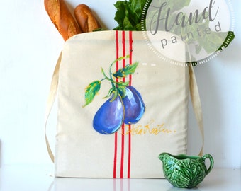 Aubergine CANVAS TOTE BAG | Is the perfect Market Tote and Reusable Shopping option as gift for mom