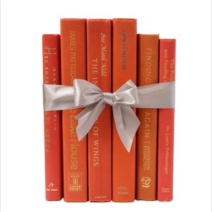 HARVEST Bundle of Books to Decorate with | CORAL STACK | Decorative Books with Gold, Silver, Copper Foiling | Fall Home Decor