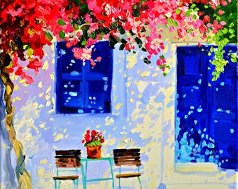 ART Print on Canvas of LEFKES, PAROS | Unique Garden Art | Decor on the Wall | Giglee Art Print by Cecilia Rosslee | Artwork for Room