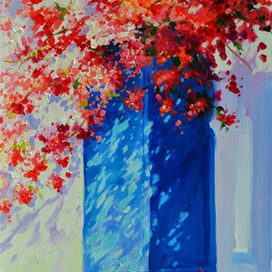 ArtPrint on Canvas of THE BLUE DOOR Unique Garden Art Decor on the Wall Giglee Art Print by Cecilia Rosslee Artwork for Room image 1