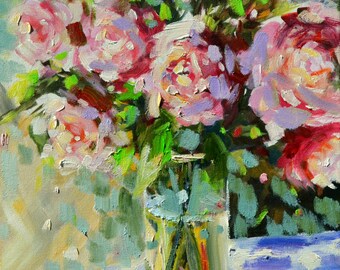 SHABBY CHIC Roses ART Print | Floral Still life painting in Pastel Colors of Roses by Cecilia Rosslee | Gift for Mom