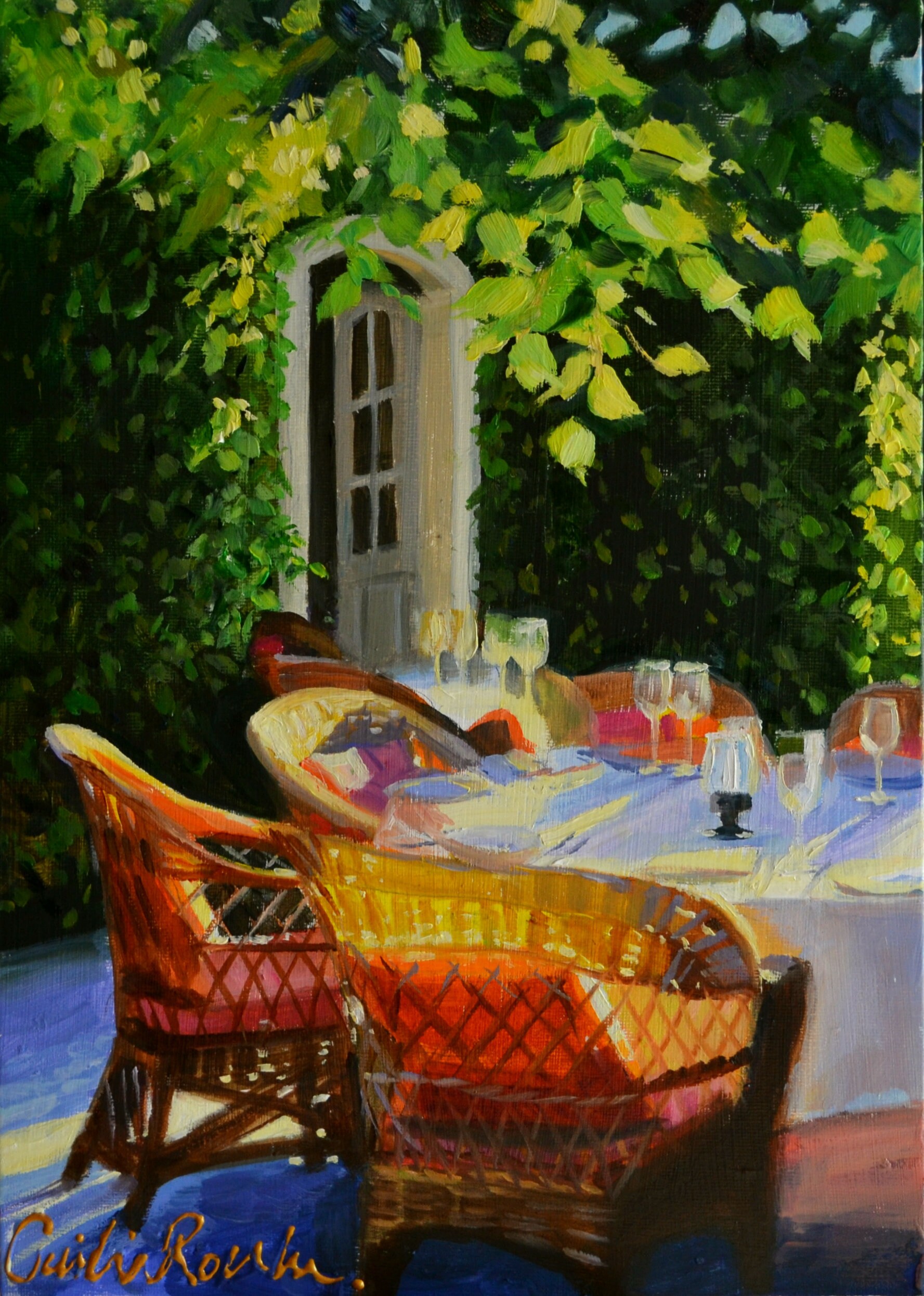 AL FRESCO DINING Art Print of French patio painting by Etsy