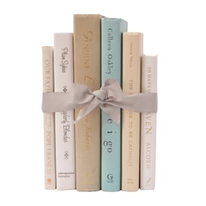 BUNDLE of BOOKS for Staging | AQUA, Beige, White and Tan Decorative Ivory Books with Gold, Silver, Copper Foiling | Bestselling Home Decor