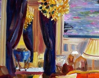 YSL LOUNGE~ Art Print of original oil painting by Cecilia Rosslee