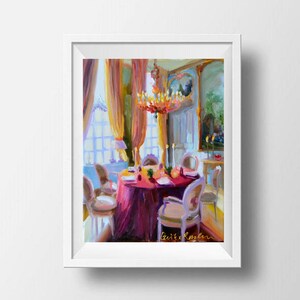 Chateau Dining Room Art Print From An Original Painting Of A French Chateau Dining Room Art Print From An Original Painting Of A French