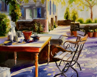 Downloadable, digital art print of PROVENCE TABLE,  oil on canvas, painting, art