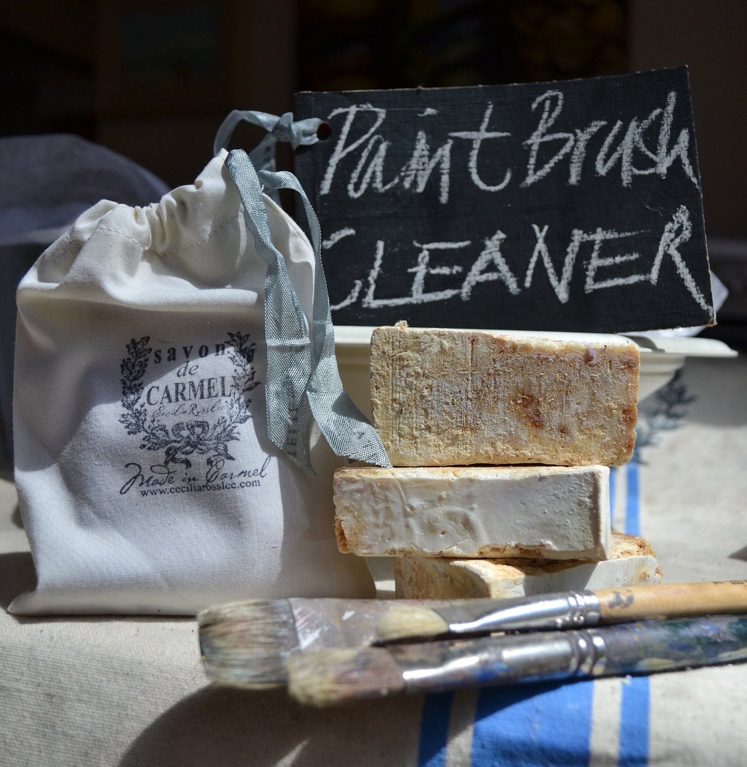 PAINT BRUSH SOAP with French style cotton bag Best Brush Etsy