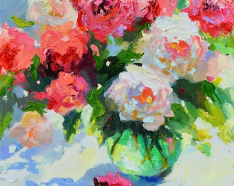 Original Oil on Canvas |  FLEURS en LUMIèRE | Home Decor  |  Floral Artwork | Wall Art Interior Painting | Still Life by Cecilia Rosslee