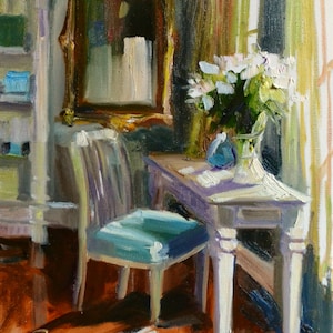 Art Print CHAMBRE BLEUE |  Sunlit Blue Room by Cecilia Rosslee