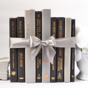 Stack of Books by Color BLACK AND GRAY Decorative Books with Gold, Silver, Copper Foiling Bestselling Home Decor image 3