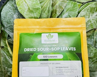 Ceylon Premium Organic Dried 100+ Soursop Leaves, Naturally Grown Graviola—Guanabana Tea Leaves