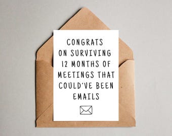 Work Anniversary Card, Funny Coworker Gift, Employee Appreciation, Office Humor, Corporate Congratulations, Digital Download