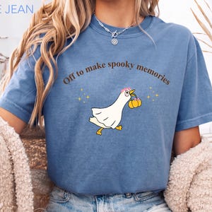 面白いハロウィンガチョウシャツ、不気味なTシャツ、かわいいカボチャガチョウの秋のシャツ、快適な色合い、不気味な季節のギフト、秋の美的Tシャツ