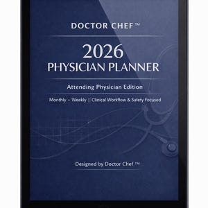 Doctor Chef™ 2026 Digital Planner | Professionell Månads- och Veckoplanerare | iPad-planerare för Produktivitet och Välbefinnande | Minimalistisk Modern Design