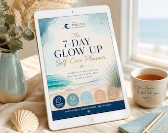 Self Care Planner for Women Over 40 | Printable Wellness Journal | 7 Day Glow Up Skincare & Gratitude Tracker | Digital Download PDF