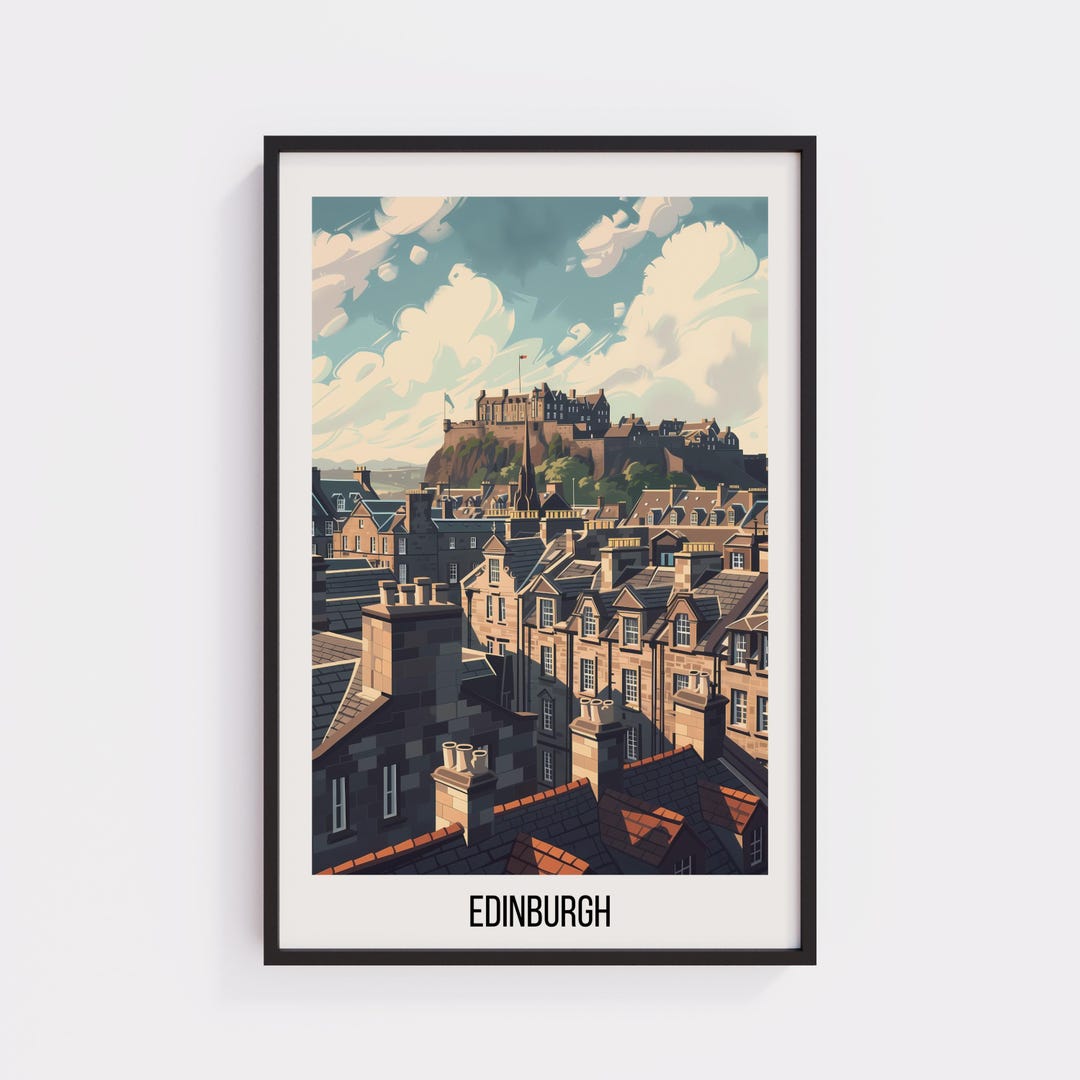 Edinburgh Scotland Travel Poster Print – Vintage Old Town Wall Art ...