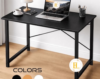Modern Home & Office Desk – Multi-Purpose Waterproof Wooden Board and Sturdy Metal Base Table