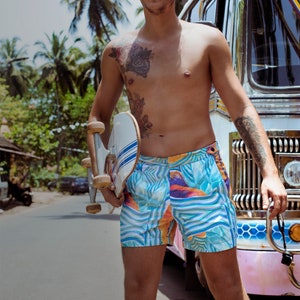 Tropical Paradise heren zwemshort op maat, sneldrogend