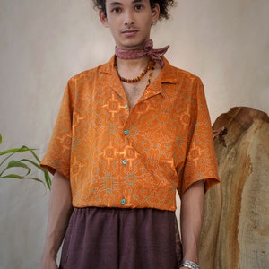 Shipibo Mens Modal Shirt Short Sleeve Ochre
