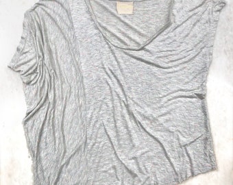 Asymmetric draped ultra-soft Modal T-shirt One size Fluro threading