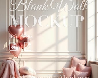 Blank Wall Mockup, Valentine's Day, Display, Living Room Decor, Art Presentation
