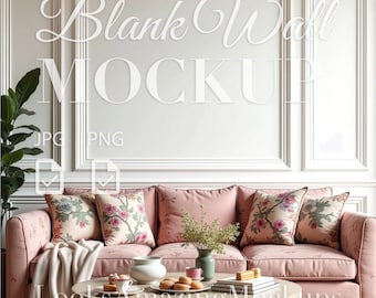 Blank Wall Mockup, Digital Download, Living Room Wall Display Art Decor