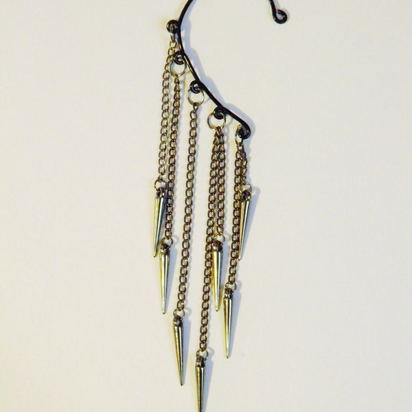 Gunmetal Spikes Ear Cuff