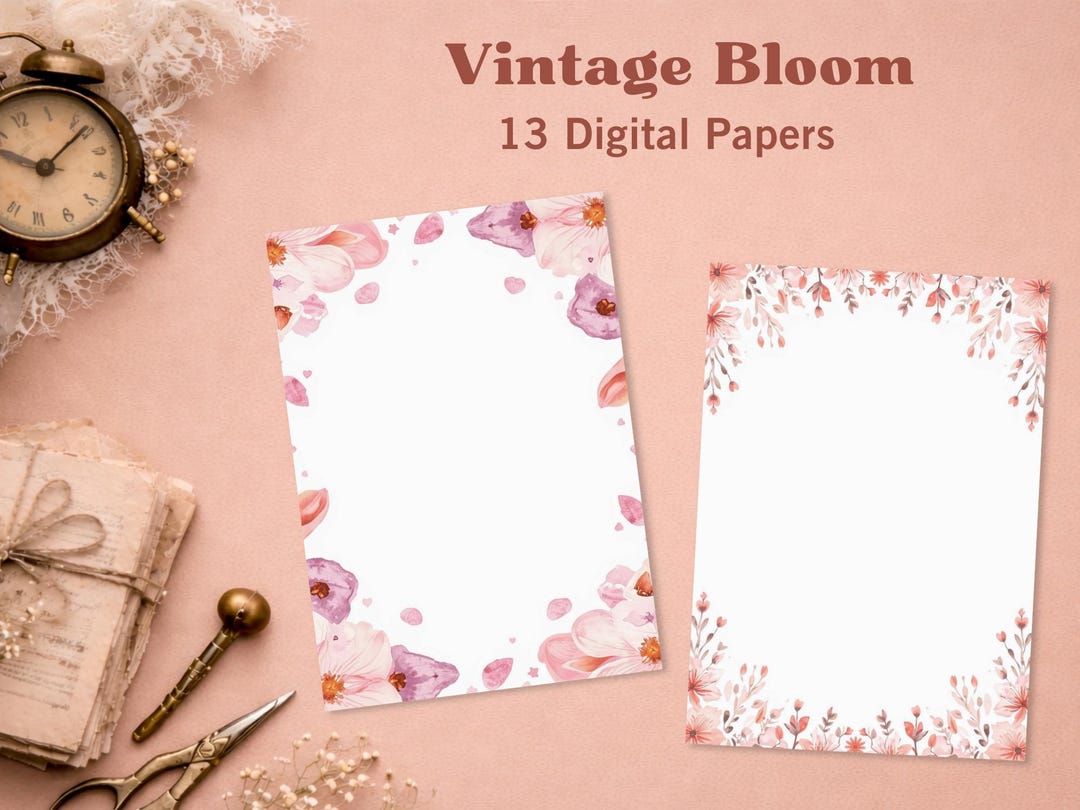 Floral Junk Journal Pages Printable – Vintage Pastel Flower Backgrounds ...