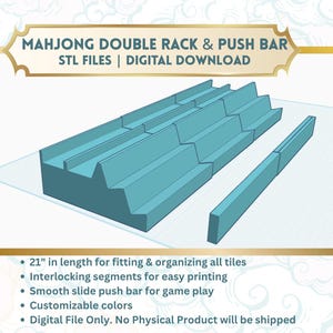 ダブル麻雀ラックとプッシュバーのSTLファイル、3Dプリント用デジタルダウンロード、DIY麻雀テーブルアクセサリー、マグネット式、カスタム麻雀