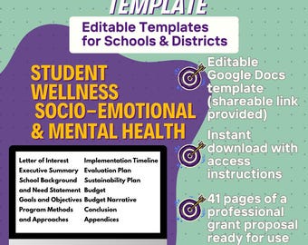 Student Wellness Grant Proposal Template: K-12 Editable (Digital Download)