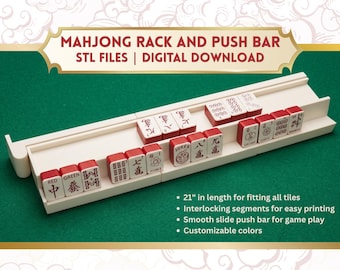 Archivos STL de estante y barra de empuje para Mahjong, descarga digital para impresión 3D, accesorios para mesa de Mahjong DIY, Mahh Jongg personalizado