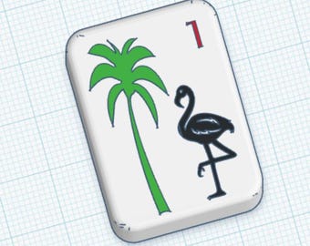 Ficha de Mahjong personalizada: flamenco y árbol.