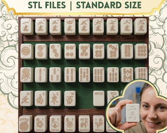 Archivos STL de fichas de Mahjong americano, tamaño estándar, juego de 152 fichas estilo NMJL, comodines, descarga digital para impresión 3D, FDM y resina, Mah Jongg