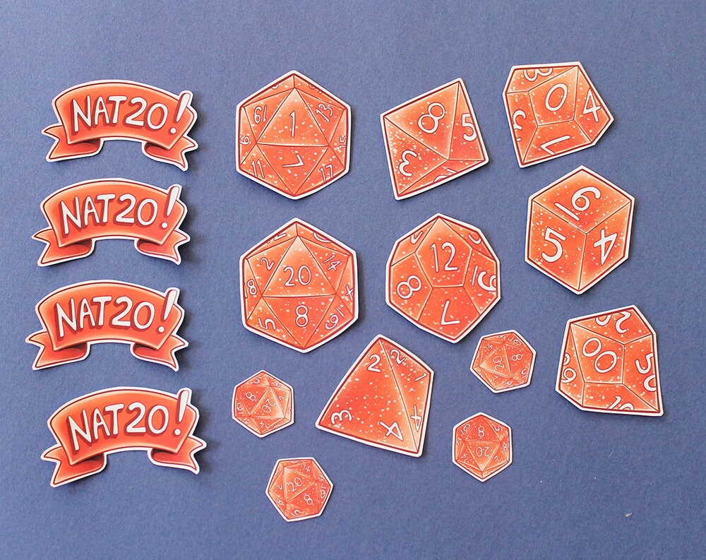 Customisable D&D Dice Sticker Sheet Vinyl Stickers Etsy