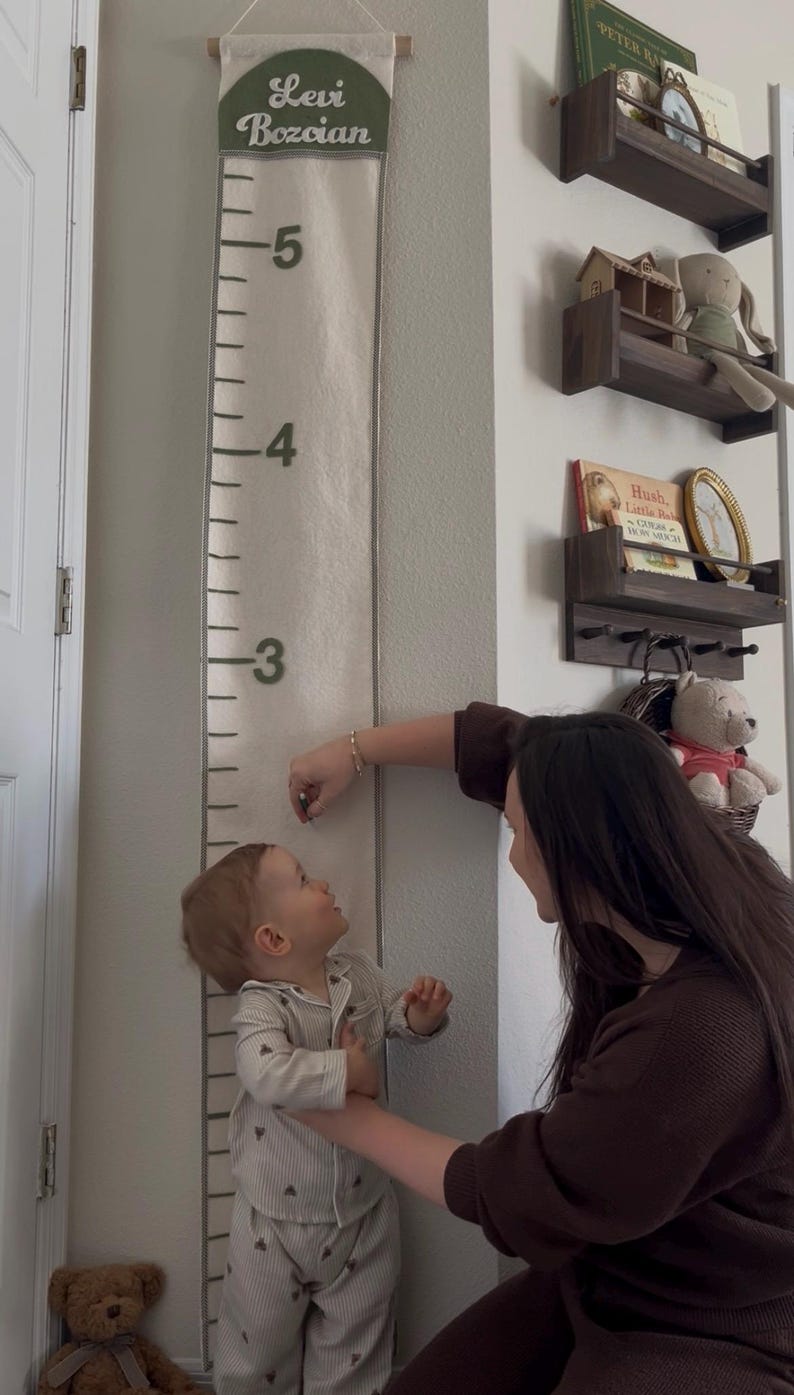 Personalized Felt Growth Chart for Kids | Neutral Nursery Wall Decor ...