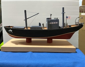 Wooden model of a 1930 New England Islands Coastal Small Cargo Ship