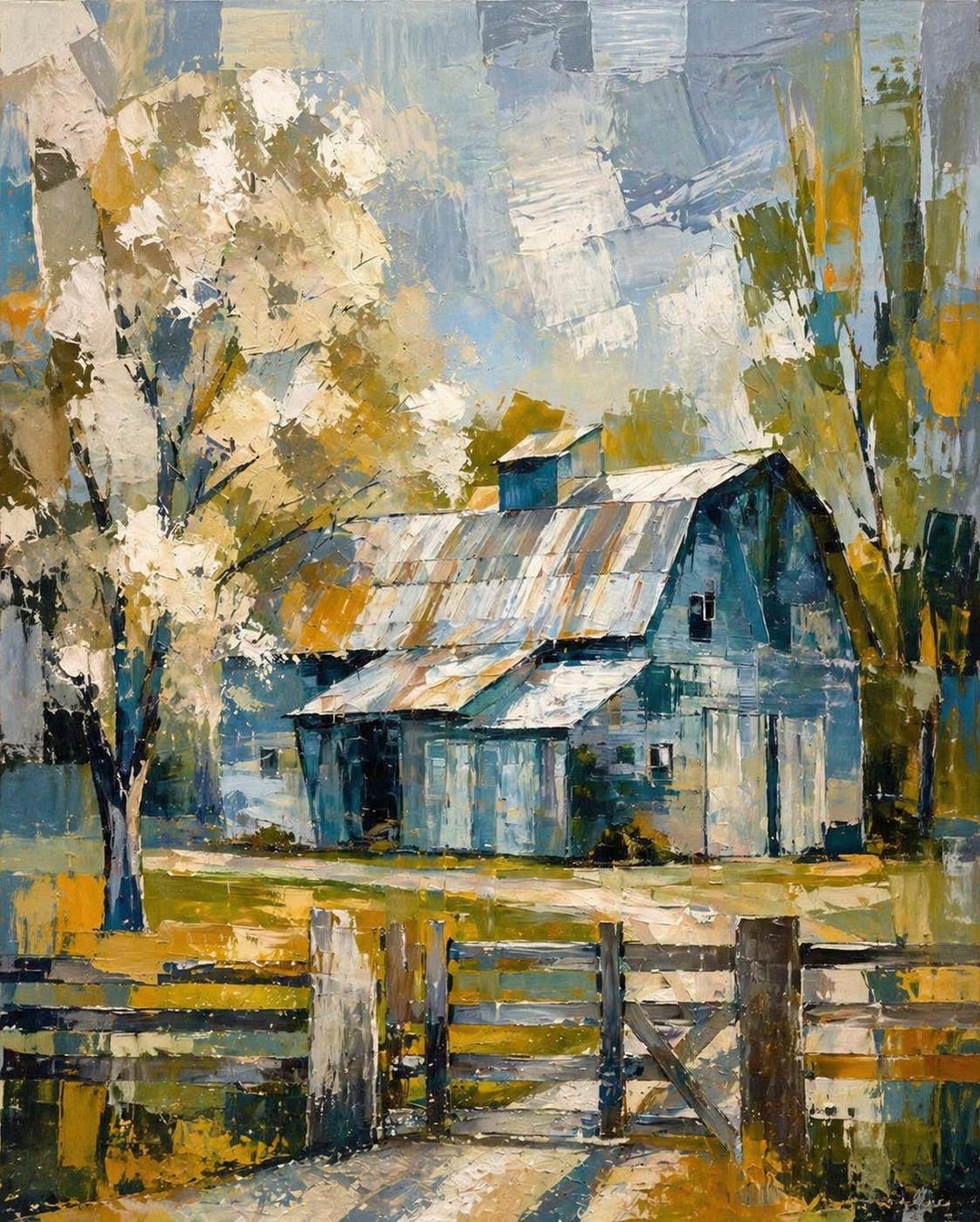 Rustic Farmhouse Abstract Blue Barn Art Digital Download - Etsy