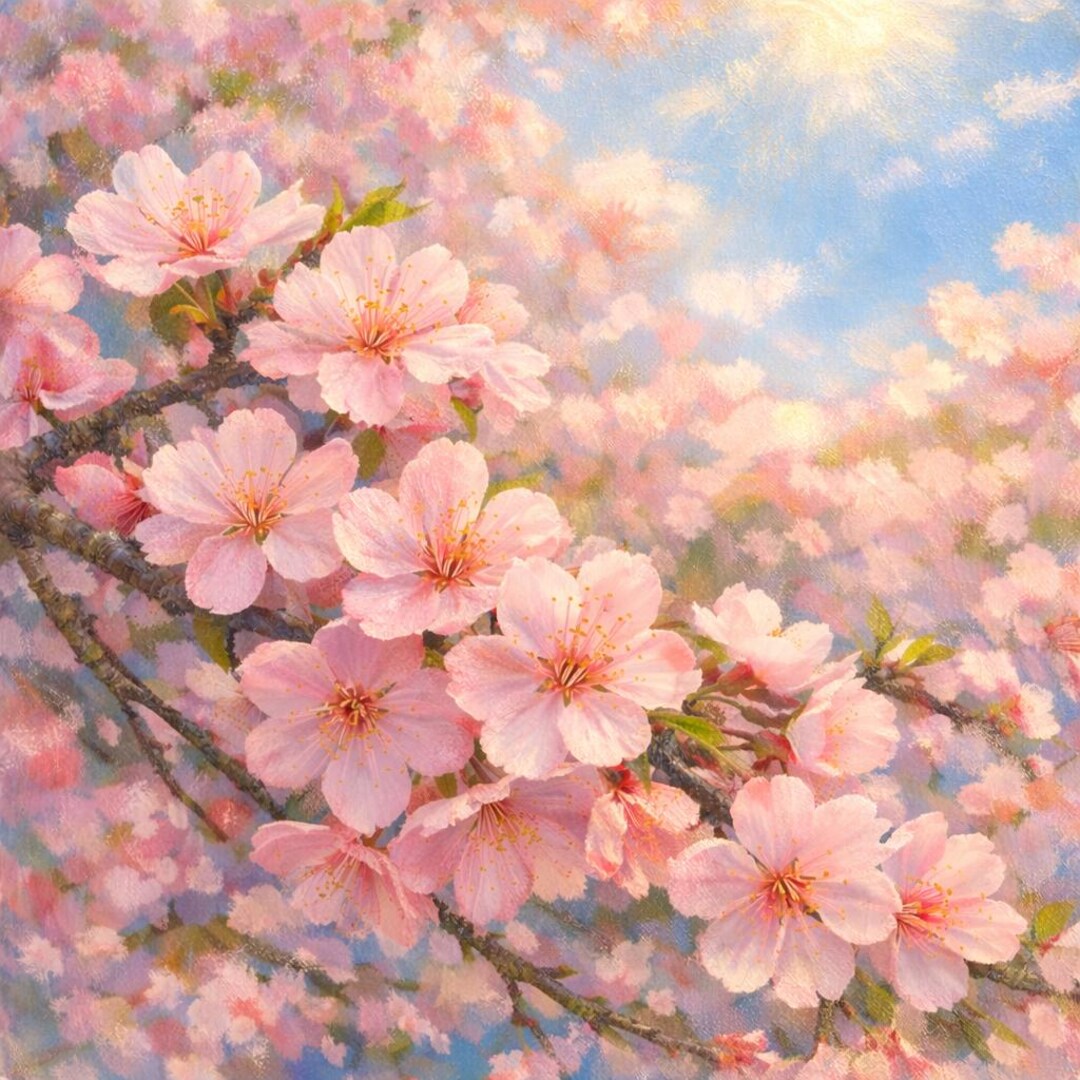 Japanese Cherry Blossom Floral Spring Nature Digital Art - Etsy