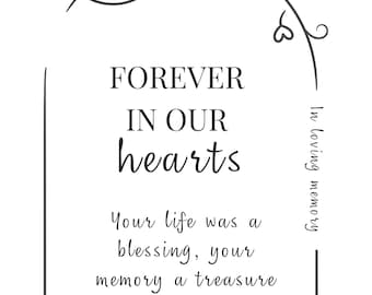 Forever In Our Hearts Memorial Print | Loved One or Pet Remembrance Wall Art | Sympathy Printable
