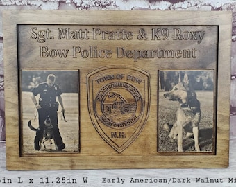 Customizable Police Officer And Handler Wooden Photo Retirement Plaque