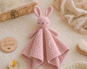 Bunny Lovey Crochet Pattern PDF, Beginner Crochet Baby Blanket, Easy Amigurumi Rabbit Security Blanket, DIY Baby Shower Gift