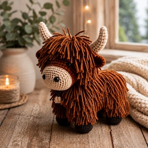 Highland Cow Crochet Amigurumi Pattern Cow Stuffed Plushie Crochet Pattern Highland Cow Amigurumi PDF Tutorial Farm Animal Cow Plush Toy