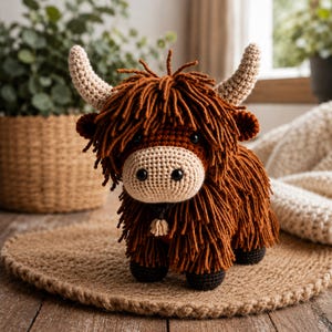 Highland Cow Crochet Amigurumi Pattern Cow Stuffed Plushie Crochet Pattern Highland Cow Amigurumi PDF Tutorial Farm Animal Cow Plush Toy