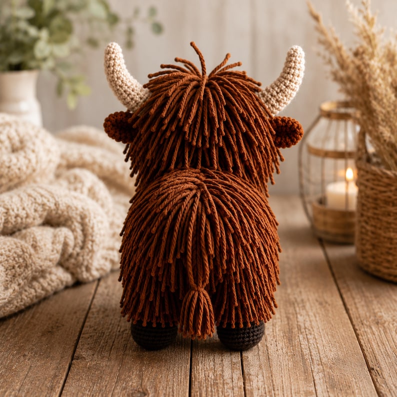 Highland Cow Crochet Amigurumi Pattern Cow Stuffed Plushie Crochet Pattern Highland Cow Amigurumi PDF Tutorial Farm Animal Cow Plush Toy