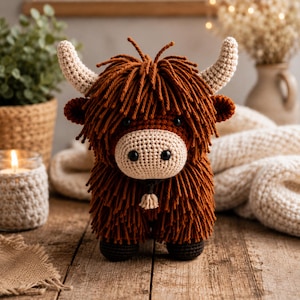 Highland Cow Crochet Amigurumi Pattern Cow Stuffed Plushie Crochet Pattern Highland Cow Amigurumi PDF Tutorial Farm Animal Cow Plush Toy