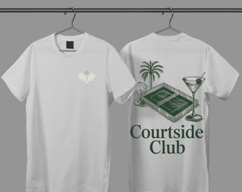 Courtside Club Pickleball Shirt | Comfort Colors Pickleball Tee | Pickleball Gift for Her | Vintage Court Graphic | Funny Pickleball Shirt