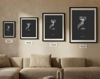 Láminas de cócteles / Decoración minimalista para carrito de bar (descarga digital)