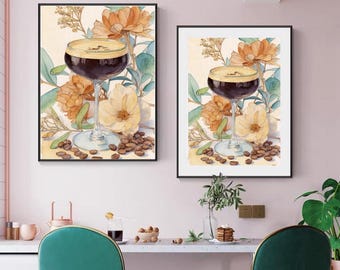 Espresso Coffee Bar Art Print, Neutral Kitchen Cafe Decor (Digital Download)