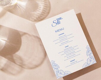 Botanical Restaurant Menu Template, Steak & Seafood, Editable in Canva