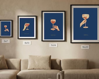 Conjunto de impresiones artísticas de cócteles / Descarga digital